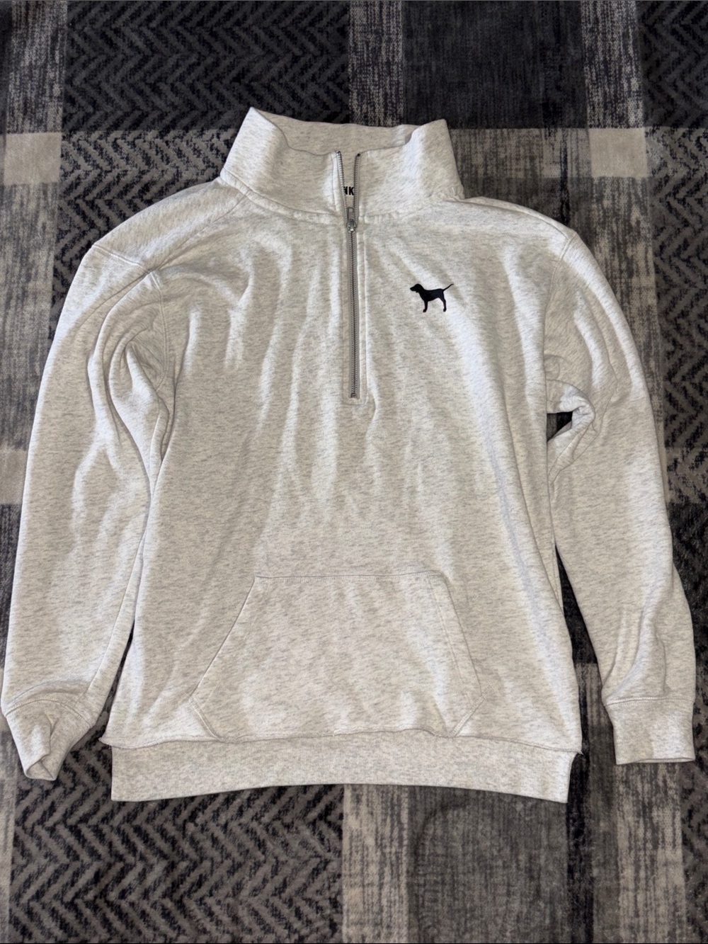 PINK Victoria's Secret Light Heather Gray Quarter-Zip Pullover